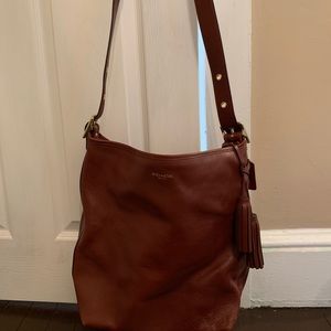 Brown Leather Coach Bag with Gold Hardware